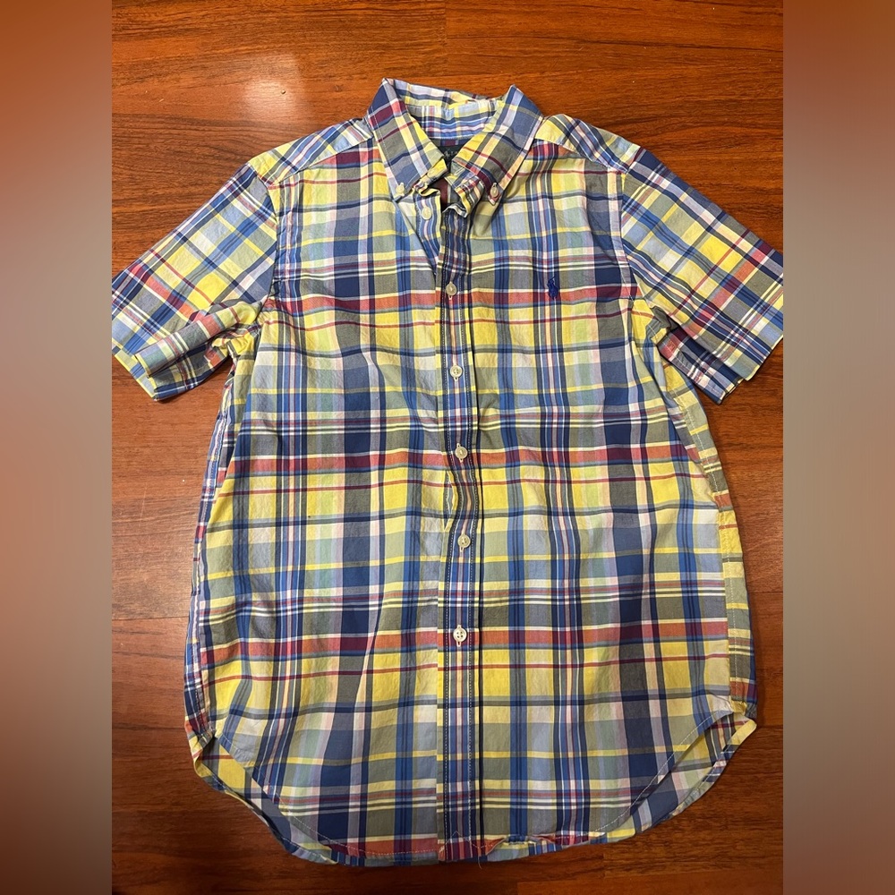 Ralph Lauren boys short sleeve button up size Medium 10-12